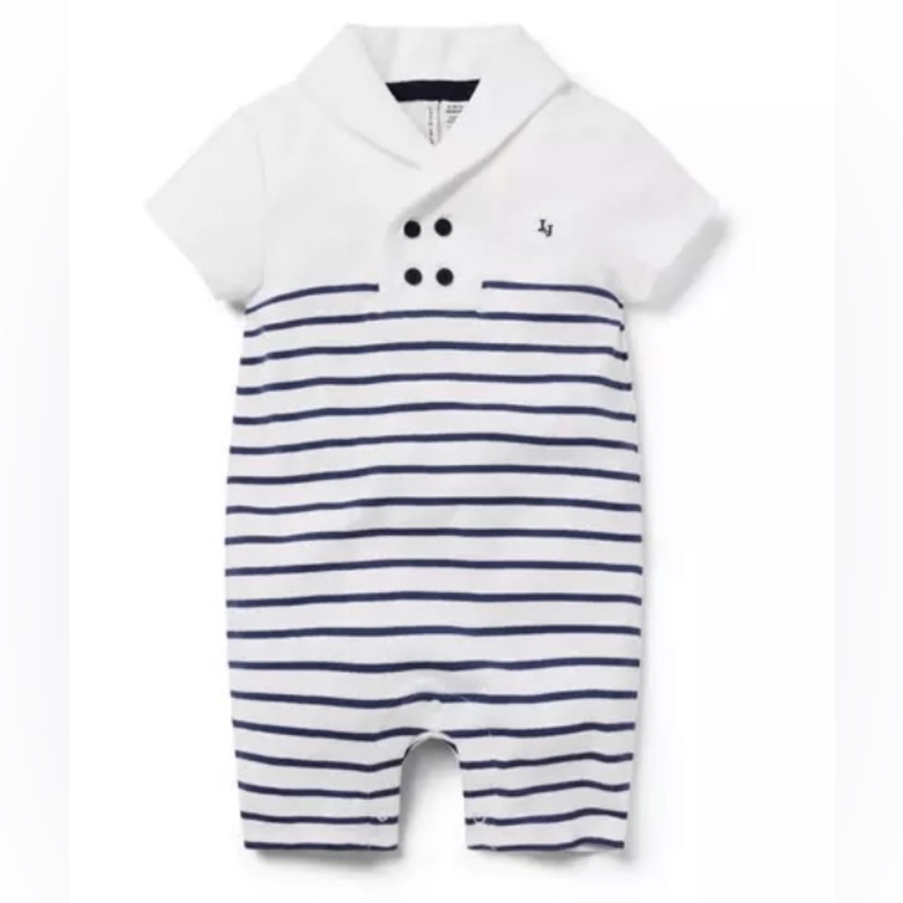 Baby Striped Shawl Collar Romper